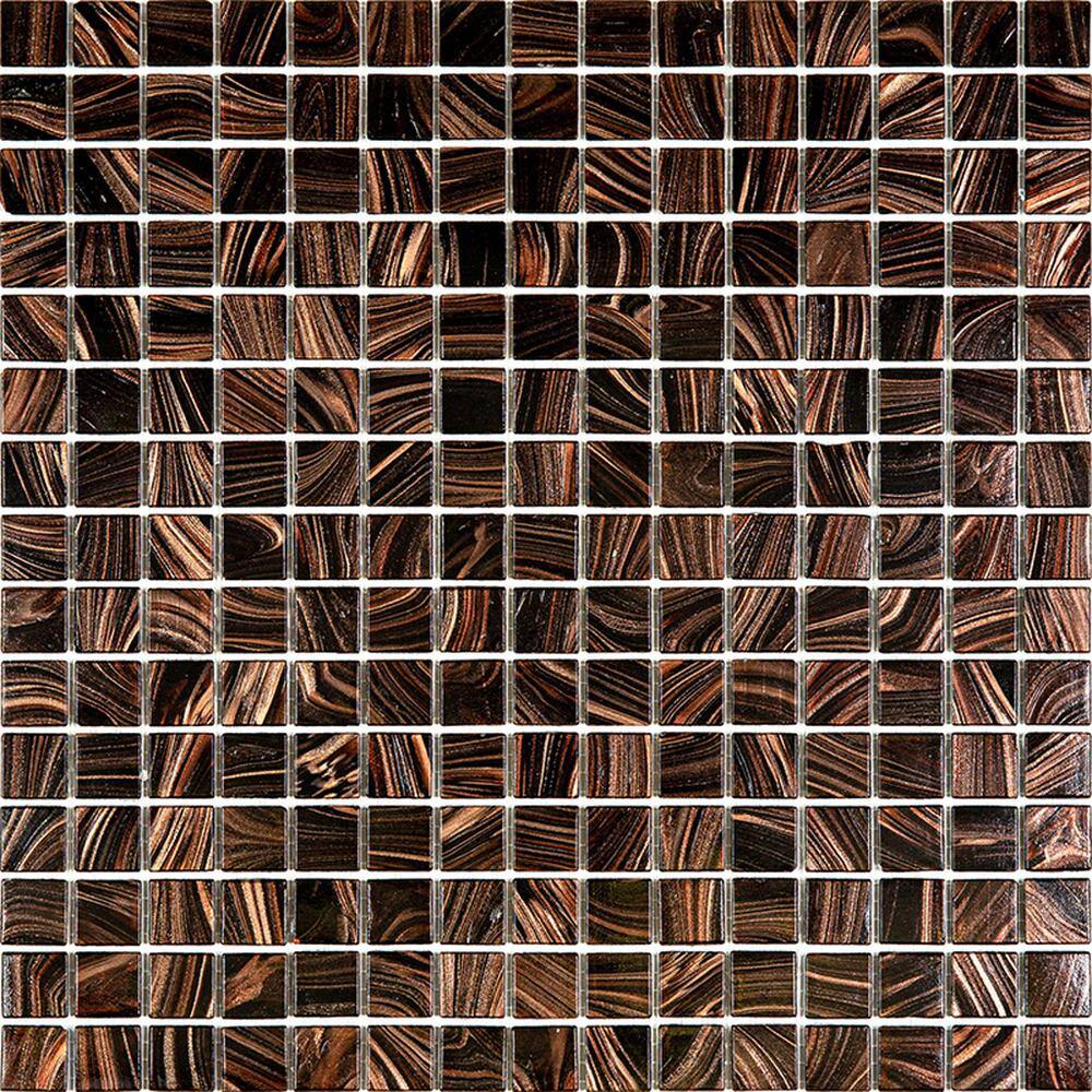 Apollo Tile Celestial 4" x 6" Glossy Umber Brown and Gold Glass Mosaic Uniform square Wall and ...