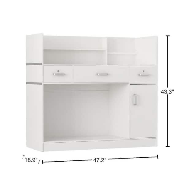 FUFU&GAGA 47.2 in. Rectangle White Wooden Console Table with