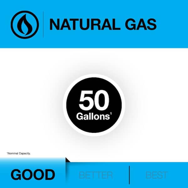 Performance 50 Gal. Tall 38,000 BTU Natural Gas Water Heater with 6-Year Warranty