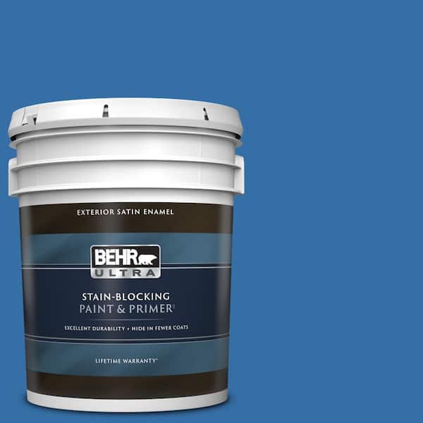 BEHR ULTRA 5 gal. #P520-6 Mega Blue Satin Enamel Exterior Paint & Primer