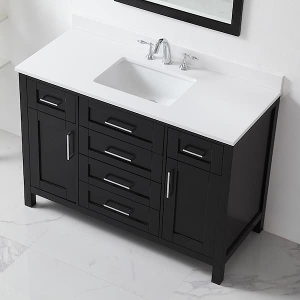 OVE Decors Tahoe 48-in Espresso Undermount Single Sink Bathroom Vanity with White Engineered Stone Top
