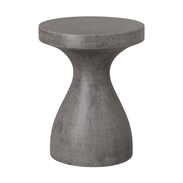 Caemen 20 in. H Matte Gray Round Terrazzo Garden Stool
