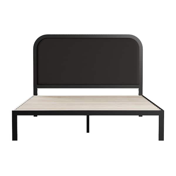 Brookside Molly 76 in. W Charcoal King Metal Frame with Rounded Upholstered Platform Bed