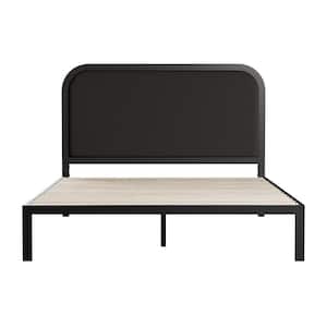 Molly 60 in. W Charcoal Queen Metal Frame with Rounded Upholstered Platform Bed