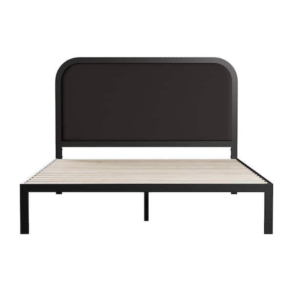 Brookside Molly 39 in. W Charcoal Twin Metal Frame with Rounded Upholstered Platform Bed