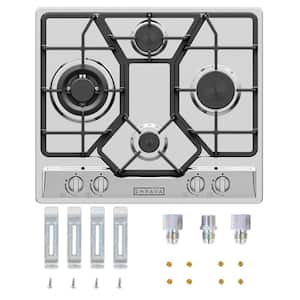 24 in. Gas Stove Cooktop 4 Italy Sabaf Sealed Burners in Stainless Steel