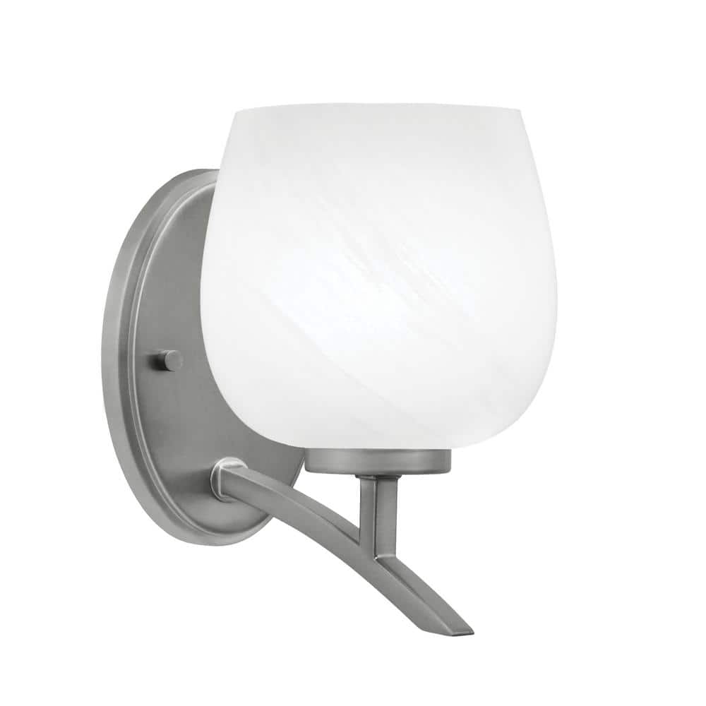 Siena 6 in. 1-Light Graphite Sconce with 6 in. White Marble Glass Shade No 