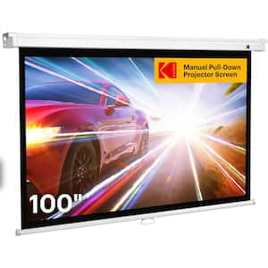 100 in. Manual Pull Down Projector Screen, Large 16:9 Retractable Projector Screen