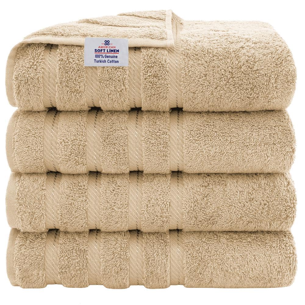 American Soft Linen Luxury 4 Piece Bath Towel Set, 100% Turkish Cotton Bath  Towels for Bathroom, 27x54 in Extra Large Bath Towels 4-Pack, Bathroom