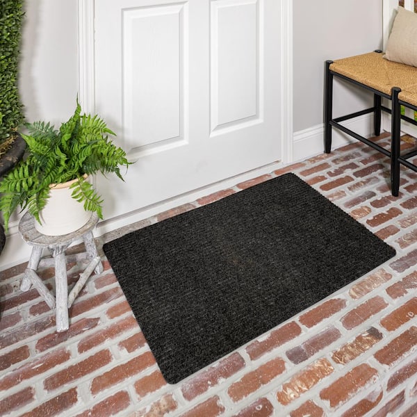 Striped Utility Mat Charcoal Indoor/Outdoor 18 in. x 30 in. Utility Door Mat