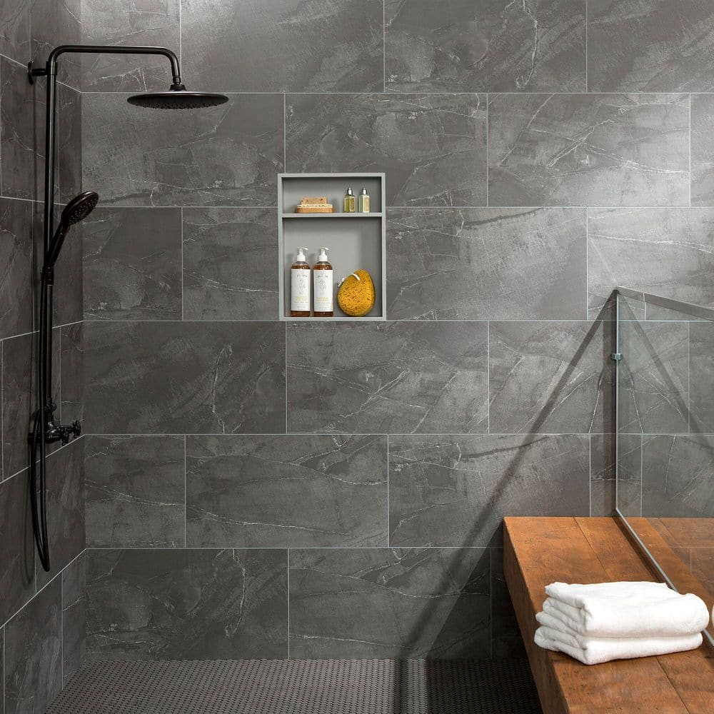 Palisade Cracked Slate 25.6" x 14.8" Vinyl Waterproof Wall Tiles