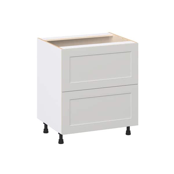 J COLLECTION Galveston 30 in. W x 24 in. D x 34.5 in. H Assembled Shaker Drawer Base Kitchen Cabinet in Light Grey with 2-Drawers