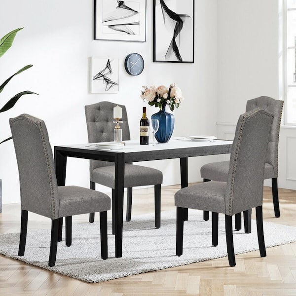 Tufted Upholstered Dining Chairs, Tufted Dining Room Chairs Gray