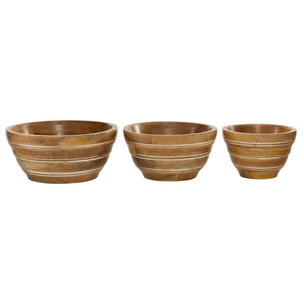 Litton Lane Brown Decorative Serving Bowl (Set of 3)