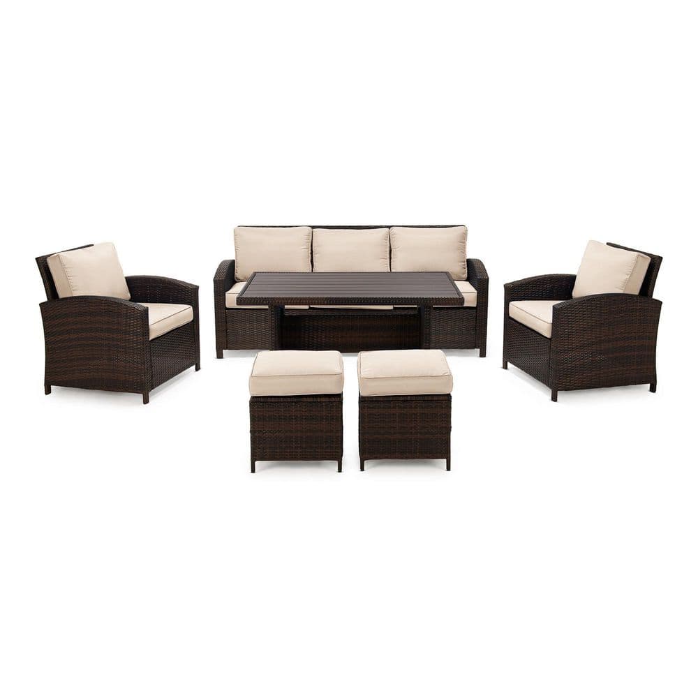 6-Piece Wicker Patio Conversation Set with Beige Cushions price history on PriceWatchPro