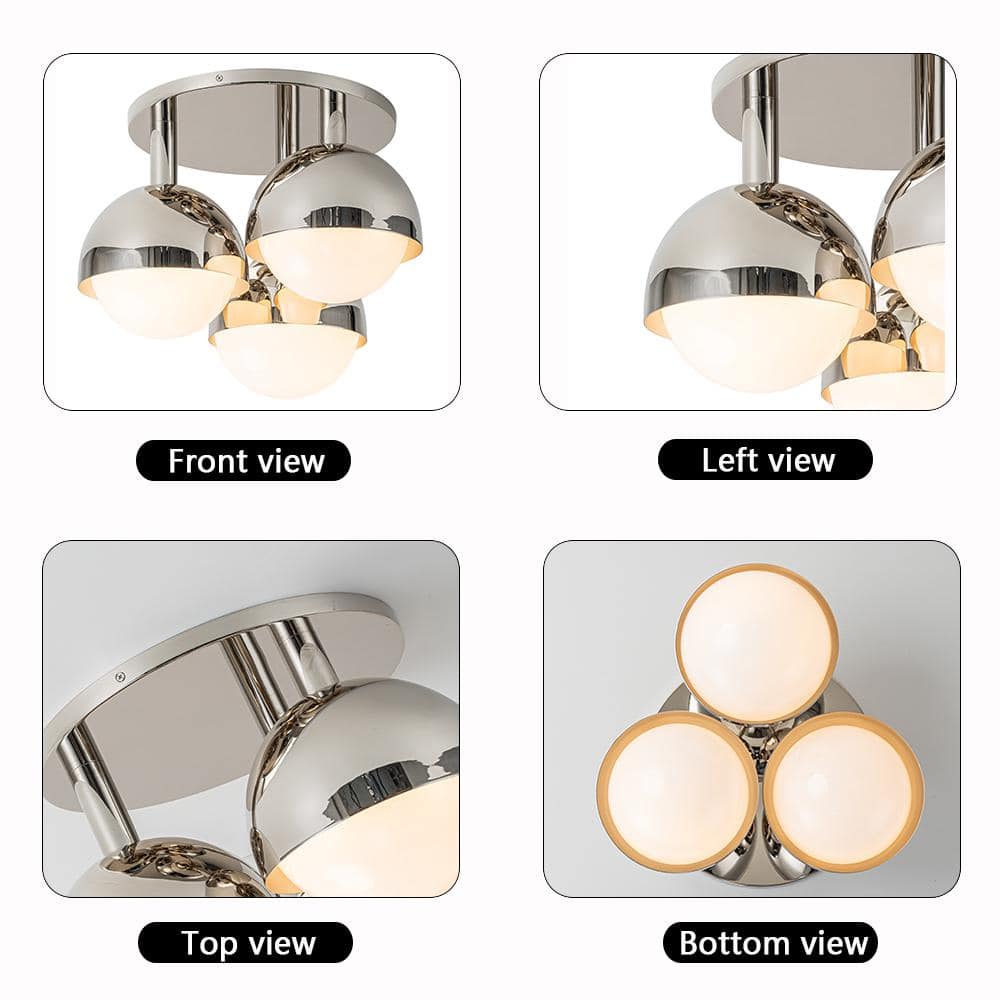 Nickel 3-Light Globe Semi Flush Mount Ceiling Fixture