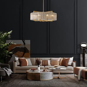 6-Light Gold 25.6in Modern Glass Shade Chandelier for Dining Room