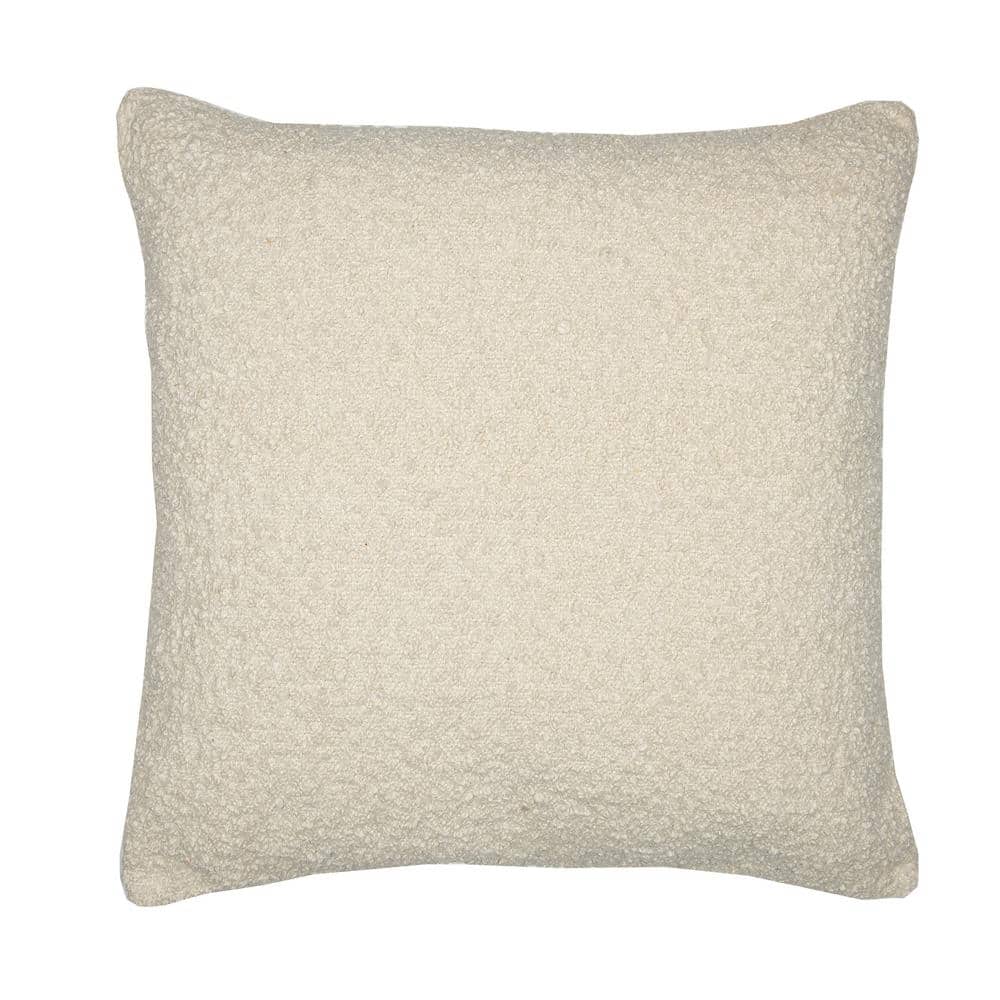 Grace Ivory Solid Color Boucle Hand-Woven 20 in. x 20 in. Indoor/Outdoor Th