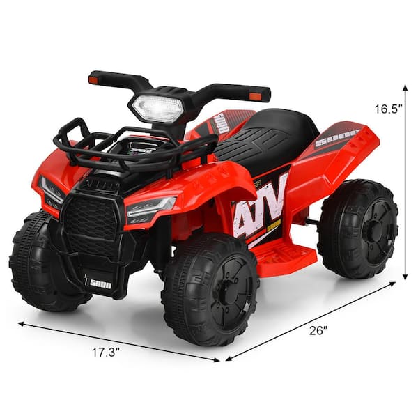 Costway 7.3 in. 12-Volt Kids ATV Quad Electric Ride On Car Toy