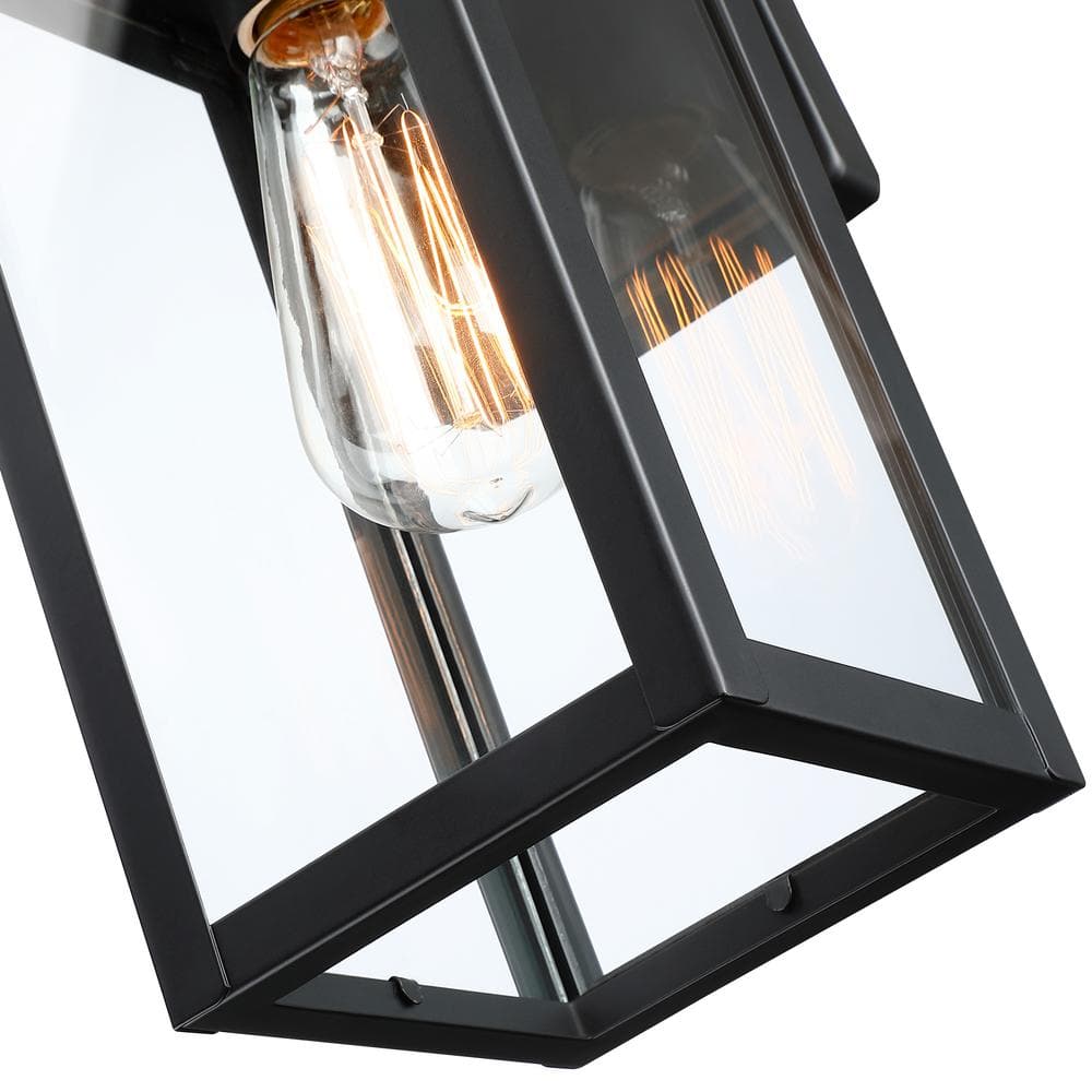 12 in. Matte Black Motion Sensing Outdoor Lantern Sconce