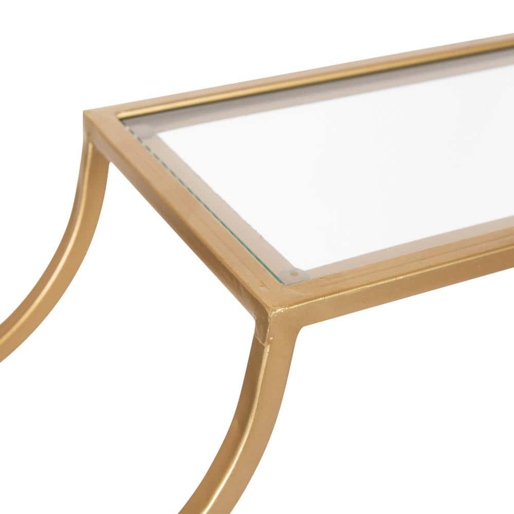 Elegant Gold and Glass Geometric Cube Wall Shelf, 25.5"
