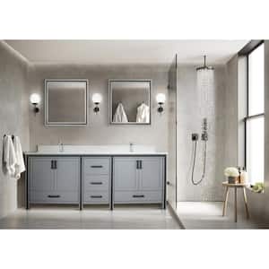 Ziva 84 in W x 22 in D Dark Grey Double Bath Vanity, Cultured Marble Top, Faucet Set and 34 in Mirrors
