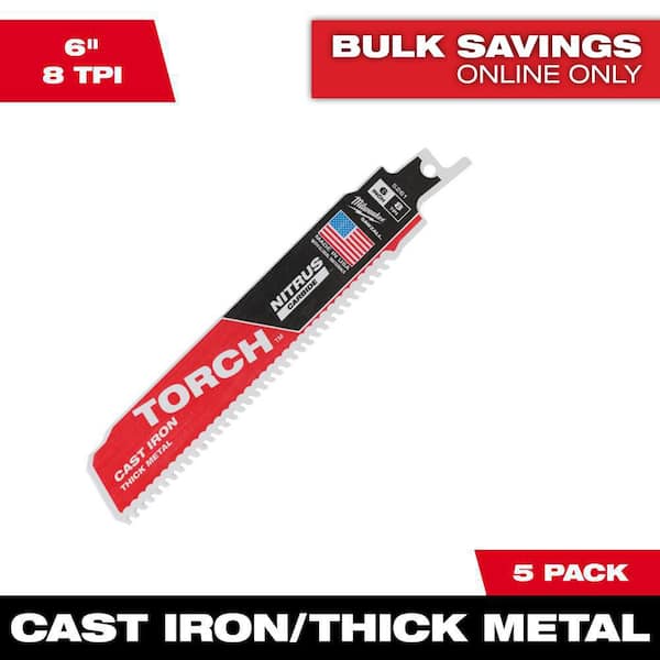 6 in. 8 TPI TORCH Nitrus Carbide Teeth Metal Cutting SAWZALL Reciprocating Saw Blade (5-Pack)