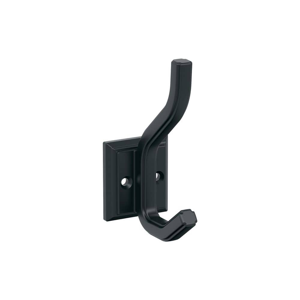 Matte Black Metal Double Prong Decorative Wall Hook
