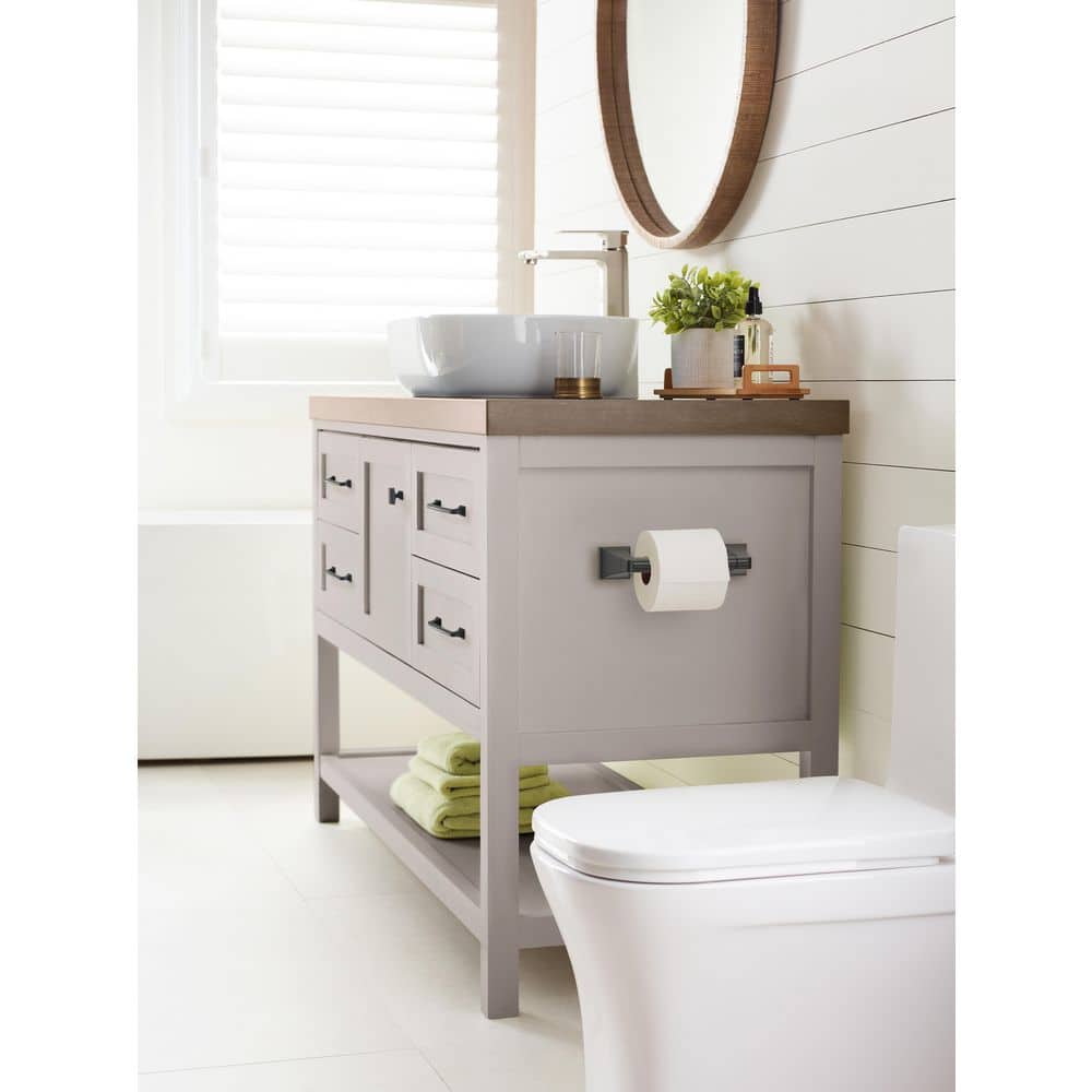 Matte Black Pivoting Double Post Toilet Paper Holder