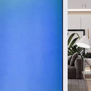 35.4 in. x 98 in. Non-Adhesive Frosted Privacy Decorative Window Film in Blue