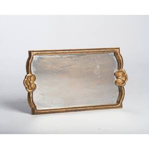 Gold Antiqued Mirror Wood Decorative Tray