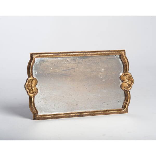 Abigails Gold Antiqued Mirror Wood Decorative Tray