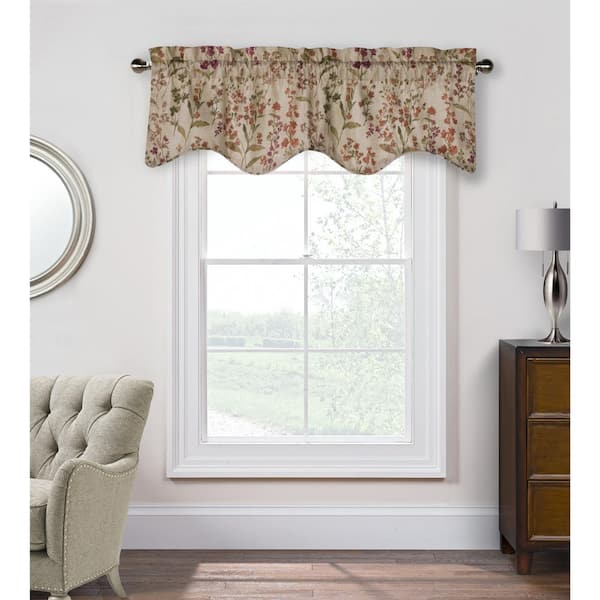 Habitat Rockport 50 in. W x 18 in. L Lined Pole Top Scalloped Valance in Linen