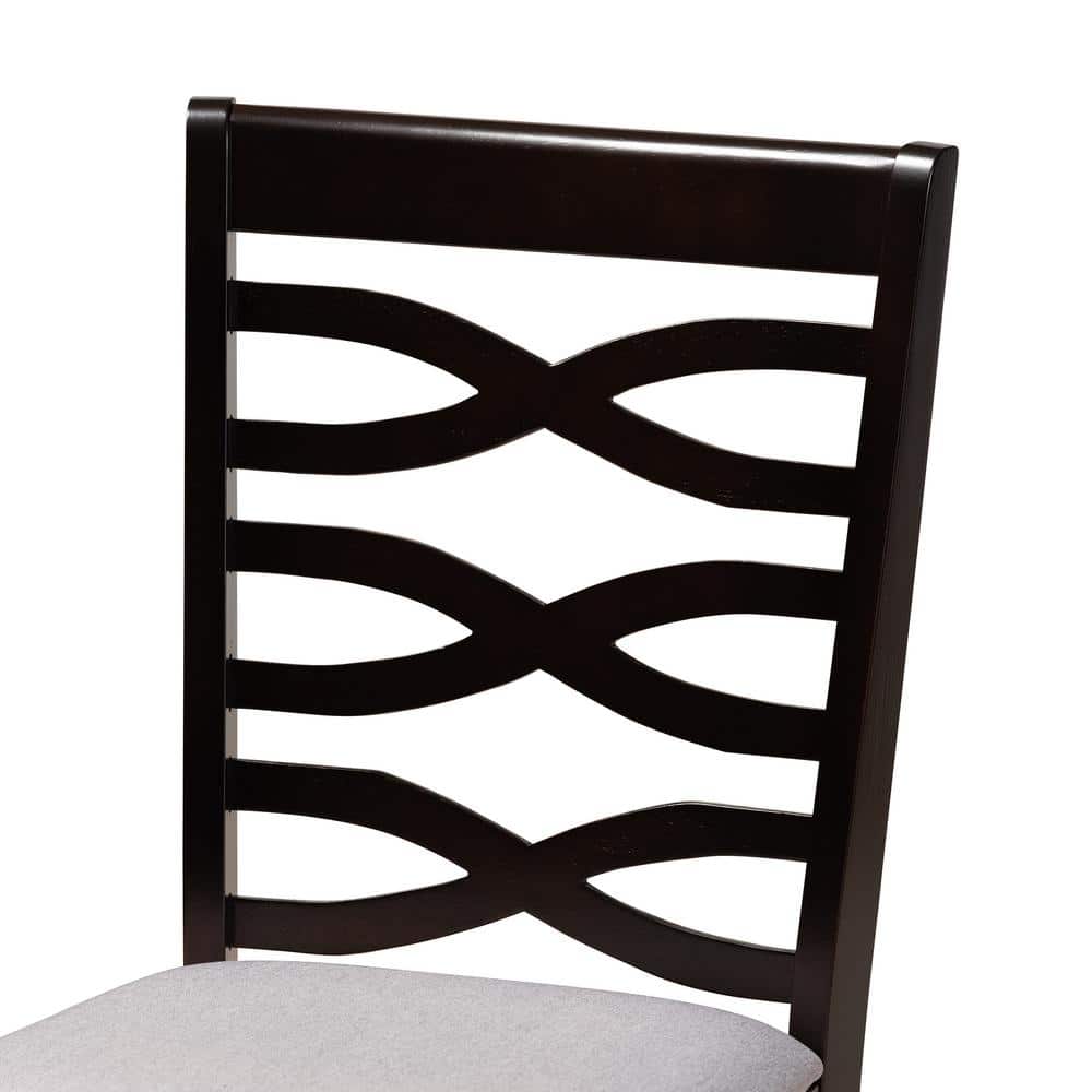 Gray Upholstered Oak and Rubberwood Dining Chair Set