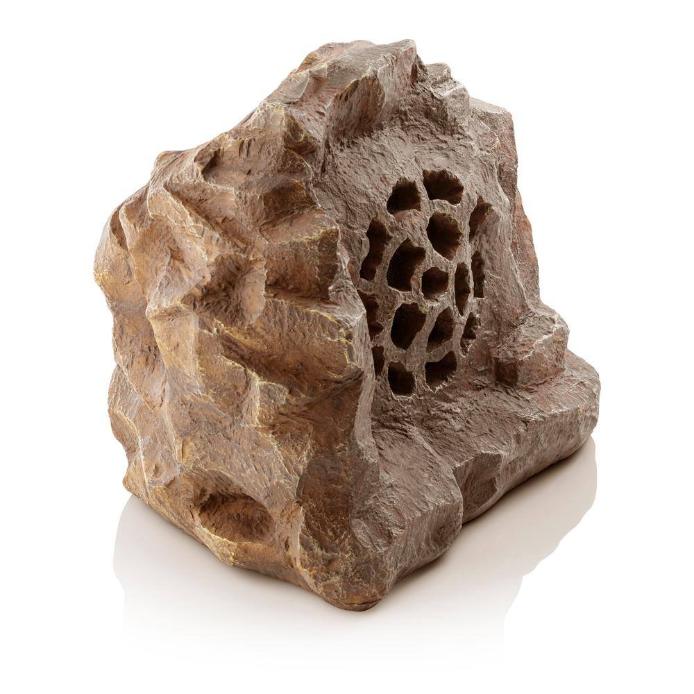 Brown Weatherproof Solar-Powered Outdoor Rock Speaker