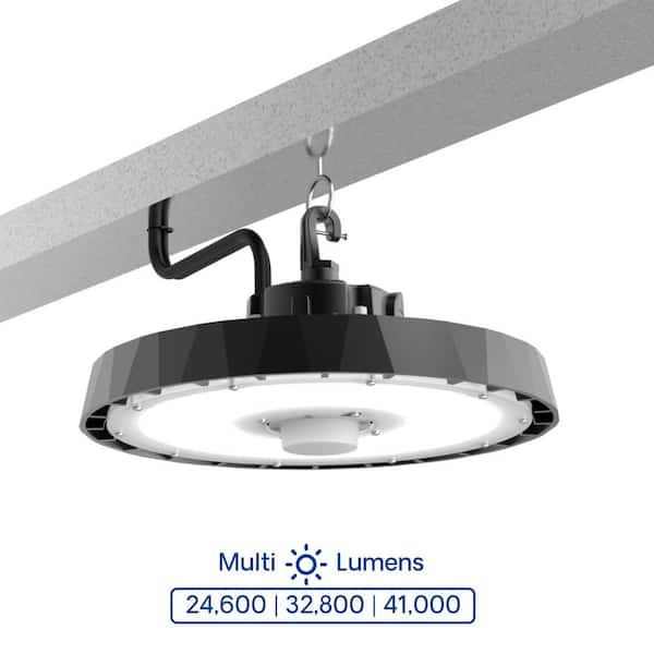 InfiBrite 12.8 in. 5000K Daylight 24,600/32,800/41,000 Lumens 120-200W Adjustable LED Dimmable Wet Rated Black High Bay 120-277V