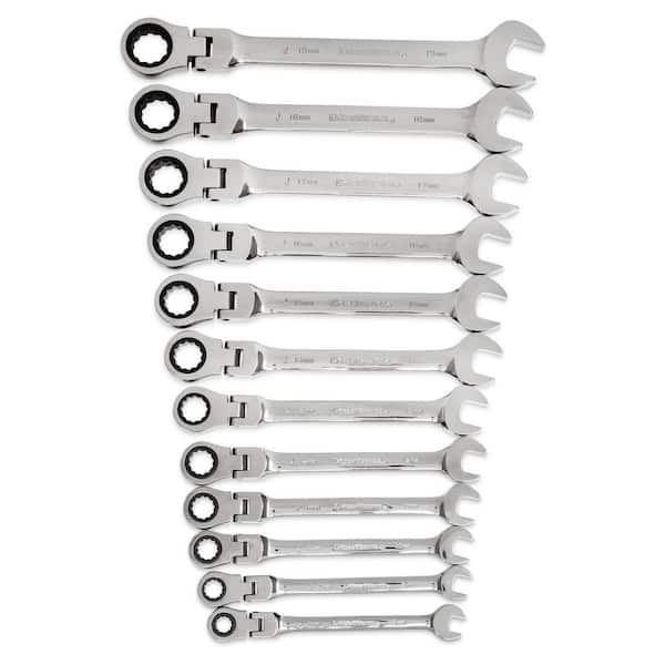 12-Point 72-Tooth Metric Flex Head Ratcheting Combination Wrench Set (12-Piece)