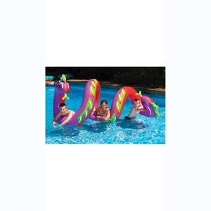 96 in. Purple/Red 2-Headed Curly Serpent Ride-On Pool Float