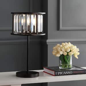 Bevin 21.5 in. Oil Rubbed Bronze/Crystal Metal/Crystal Round LED Table Lamp