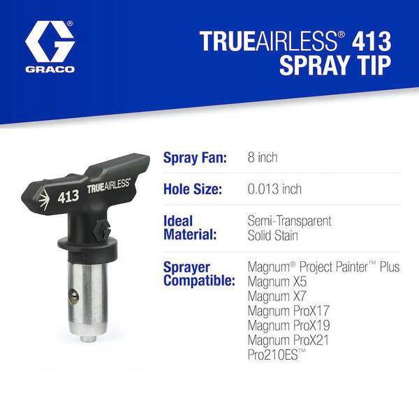 0.013 in Tip Size Graco XHD513 GRACO Airless Spray Gun Tip 10 in to 12 in Pattern 
