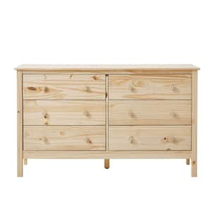6-Drawer Unfinished Natural Pine Chest of Drawers 32 in. x 54 in. x 18 in.