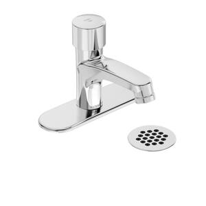 Scot Single Hole Single-Handle Metering Bathroom Faucet with Grid Drain and Optional 4 in. Deck Plate in Chrome