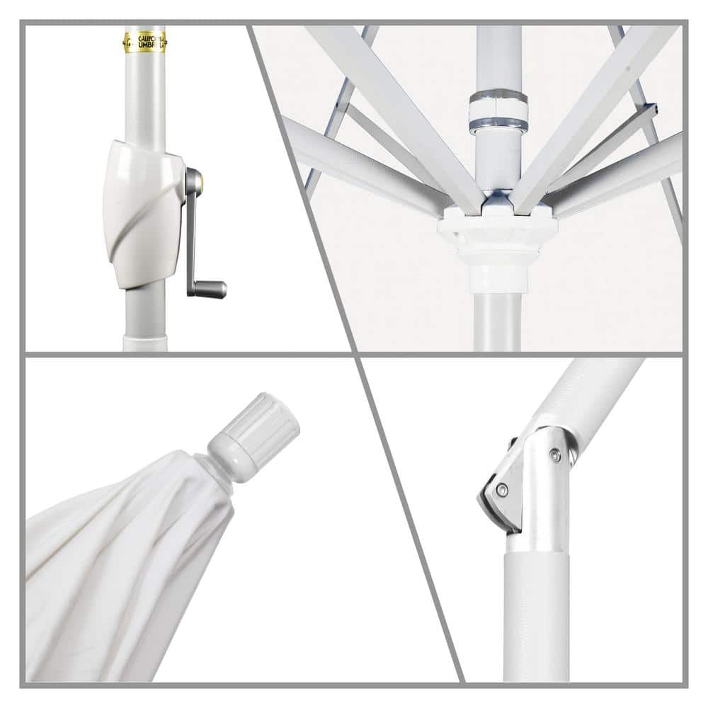 7.5 ft. White Aluminum Market Patio Umbrella with Crank Lift