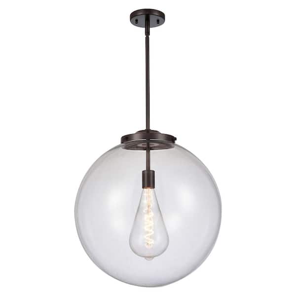 Innovations Beacon 60-Watt 1-Light Oil Rubbed Bronze Shaded Mini Pendant Light with Clear Glass
