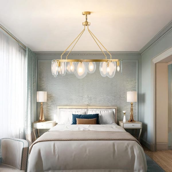 8-Light Gold Chandelier for Dining Living Room Bedroom with E12 Bulb,No Bulbs Included