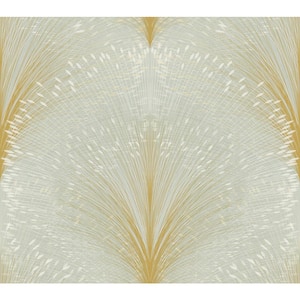 Sage Papyrus Plume Metallic Non-Pasted Non-Woven Paper Wallpaper