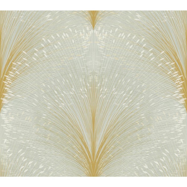 York Wallcoverings Sage Papyrus Plume Metallic Non-Pasted Non-Woven Paper Wallpaper