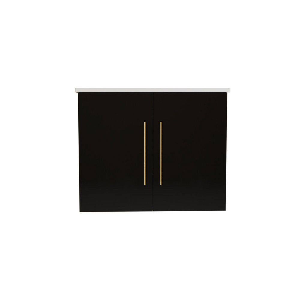 24 in. Wall-Mounted Glossy Black Bath Vanity with White Ceramic Top Unassembled price history on PriceWatchPro