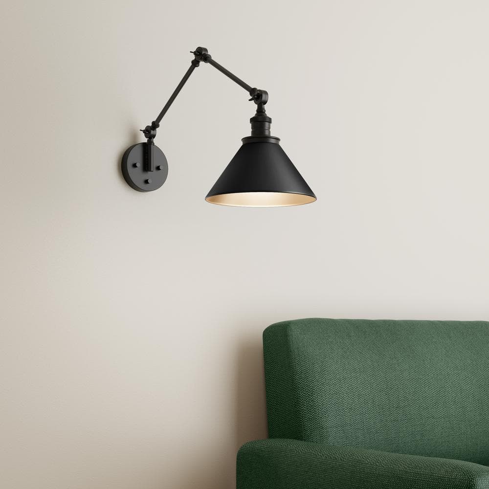 Matte Black Adjustable Swing Arm Wall Sconce