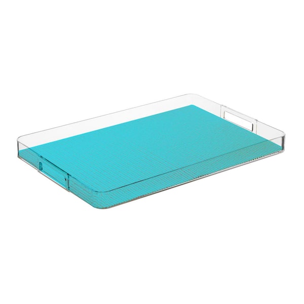 Kraftware Fishnet Teal 19 in.W x 1.5 in.H x 13 in.D Rectangular Acrylic Serving Tray